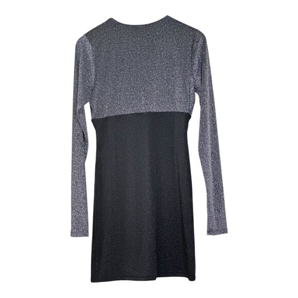 NWT Naked Wardrobe Colorblock Shimmer Metallic Long Sleeve Mini Dress Si… - Picture 2 of 6